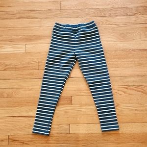 Hanna Andersson winter weight leggings 120cm/6-7 green/white stripe